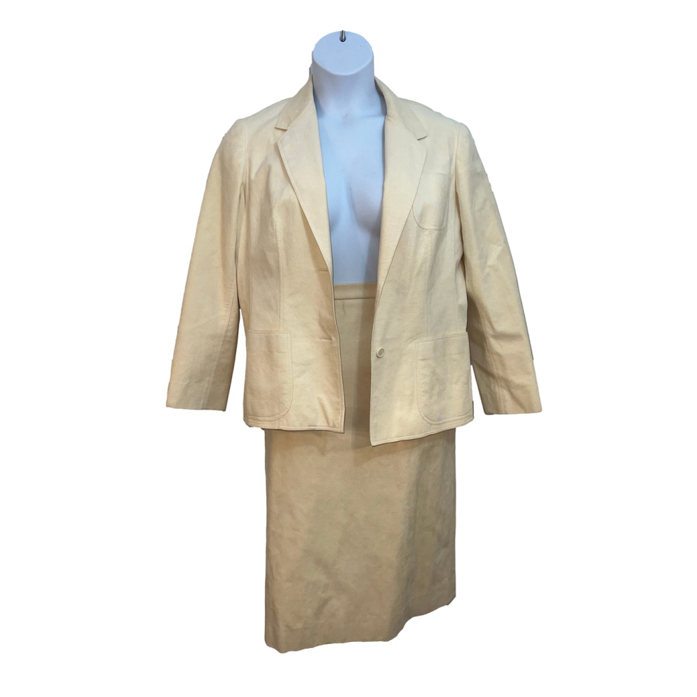 Vintage Women's Ultra Suede Lilli Ann Suit Skirt Set Size 12 Cream